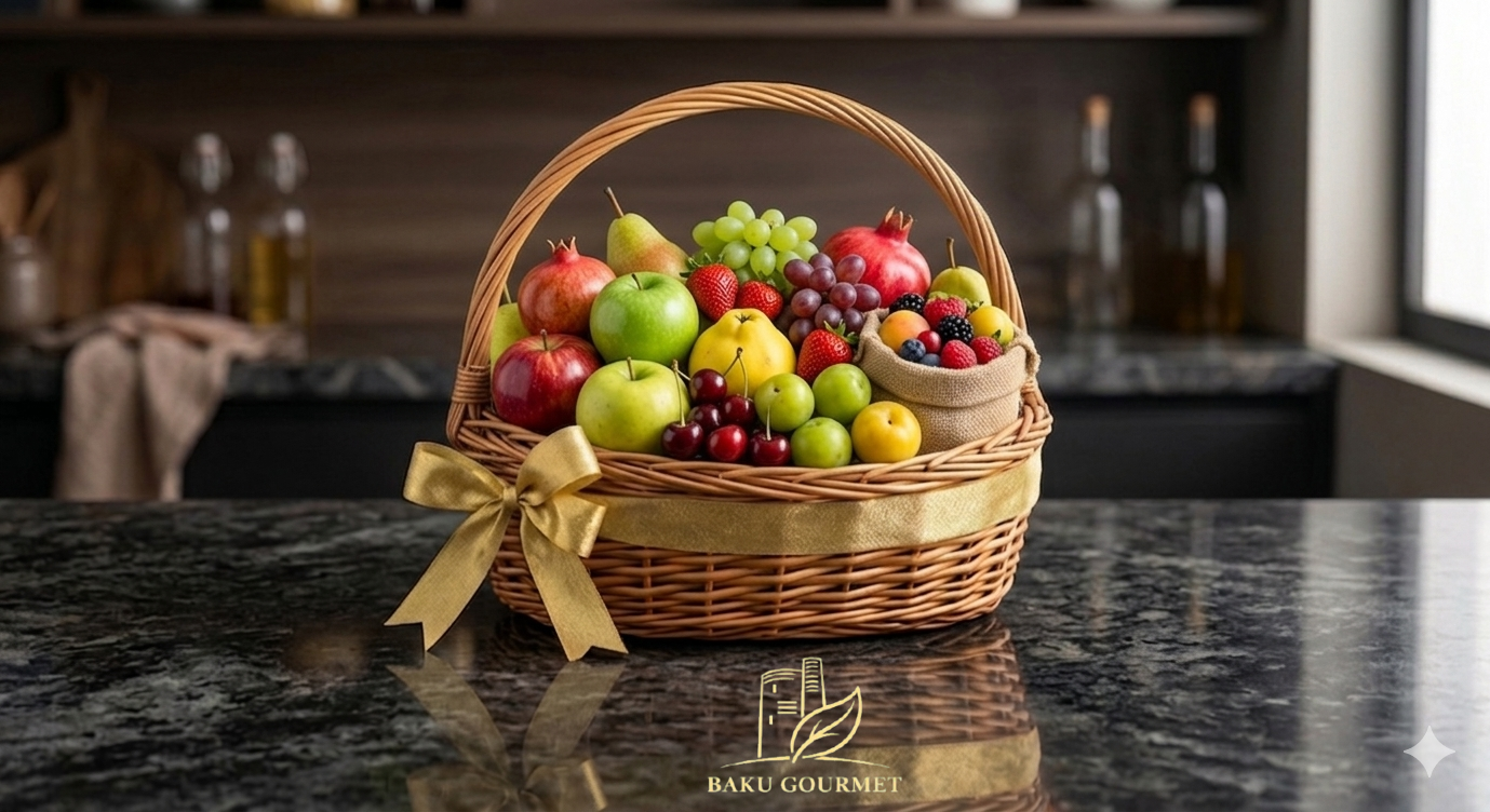 Mountain Orchard: Seasonal Fruit Basket from the Caucasus Samall Size