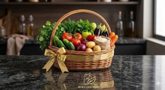 Garden Harvest: Seasonal Organic Basket from Azerbaijan&Caucasian Mountain Big Size